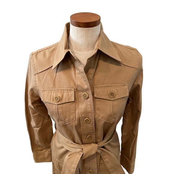 LL Bean Classic Tan Belted Utility Jacket 4 - Picture 2 of 7